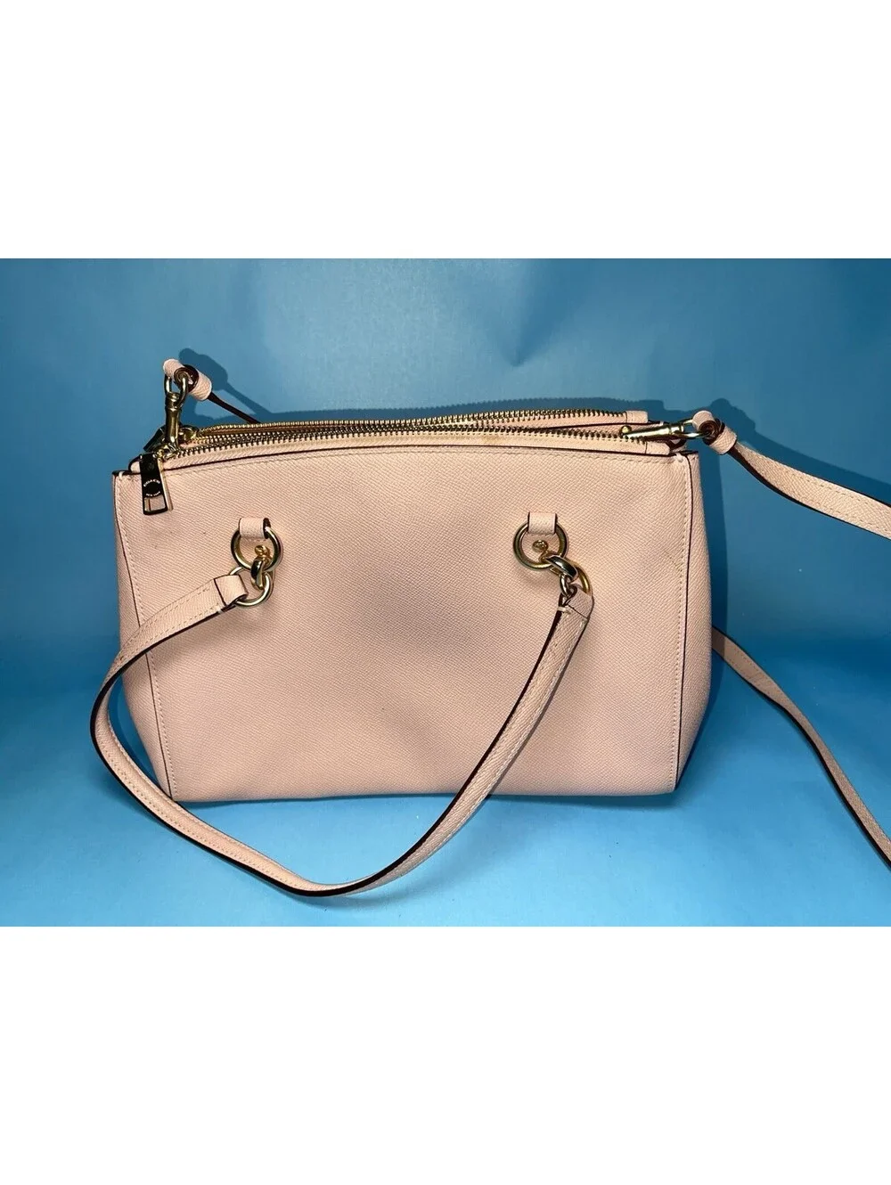 Coach Pink Leather Satchel Crossbody Handbag Purse Gold Tone